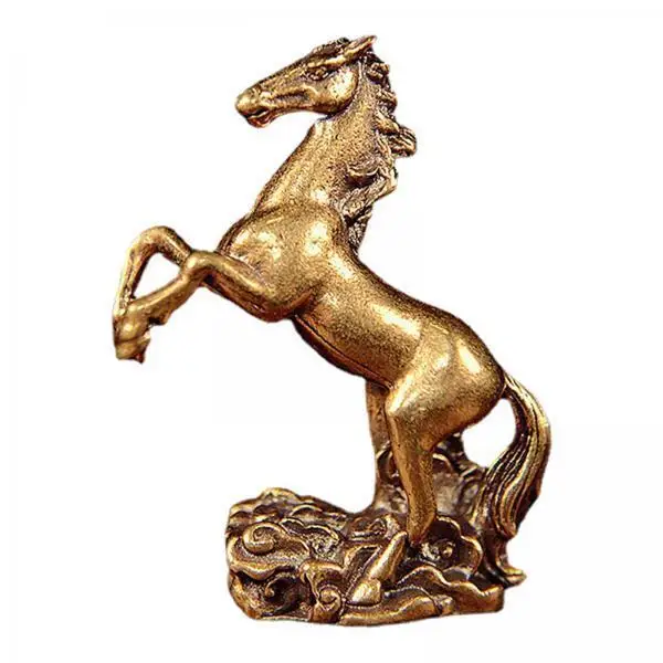 Tabletop Animal Collectible Bronze Horse Statue Western Cowboy Style Copper Figurine Miniature for Living Room
