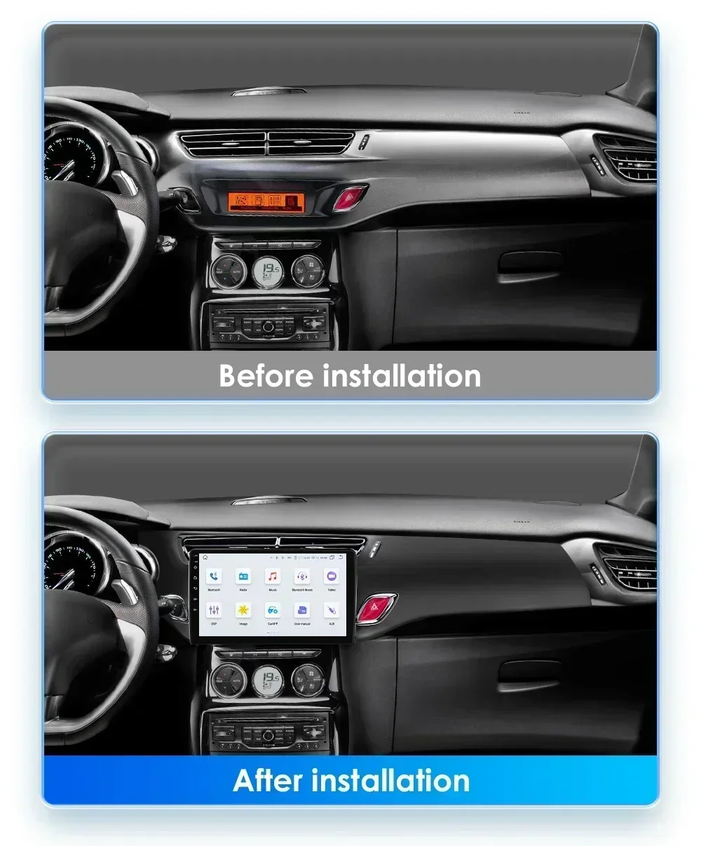 Hizpo Android 13 Car Radio Navigation GPS for For Citroen C3 DS3 2010-2016 2DIN Multimedia Video Player 4G Carplay Head Unit DSP