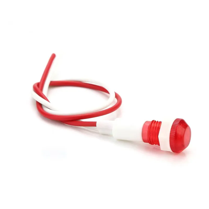 10 sztuk 10mm gwint 19cm długi kabel czerwony zielony żółty wskaźnik sygnału lampka kontrolna 12V 24V 220V 380V XD10-6