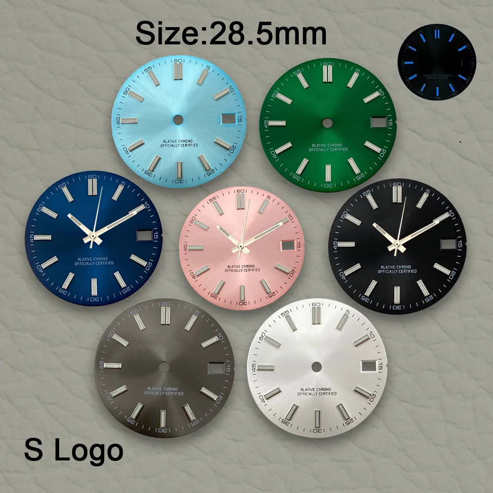 

Циферблат Sunray с логотипом S 28,5 мм, подходит для NH35/7S, японский механизм, синий светящийся высококачественный модификация часов, аксессуары