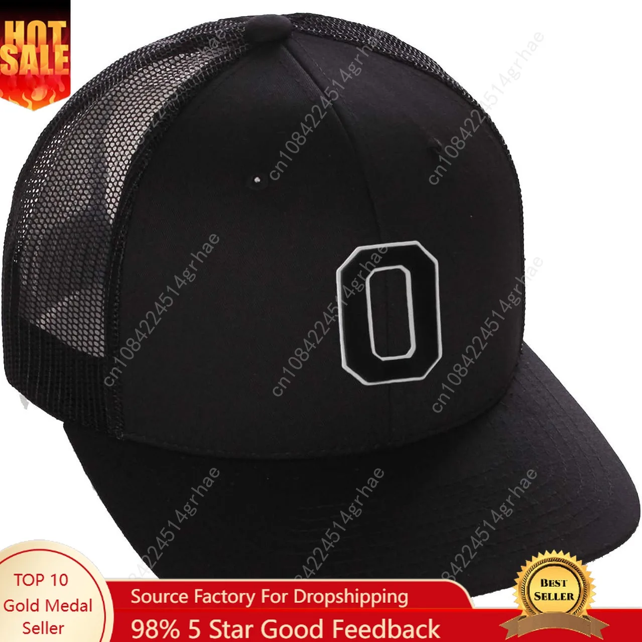 

Structured Trucker Mesh Hat Custom Colors Letter O Initial Baseball Mid Profile