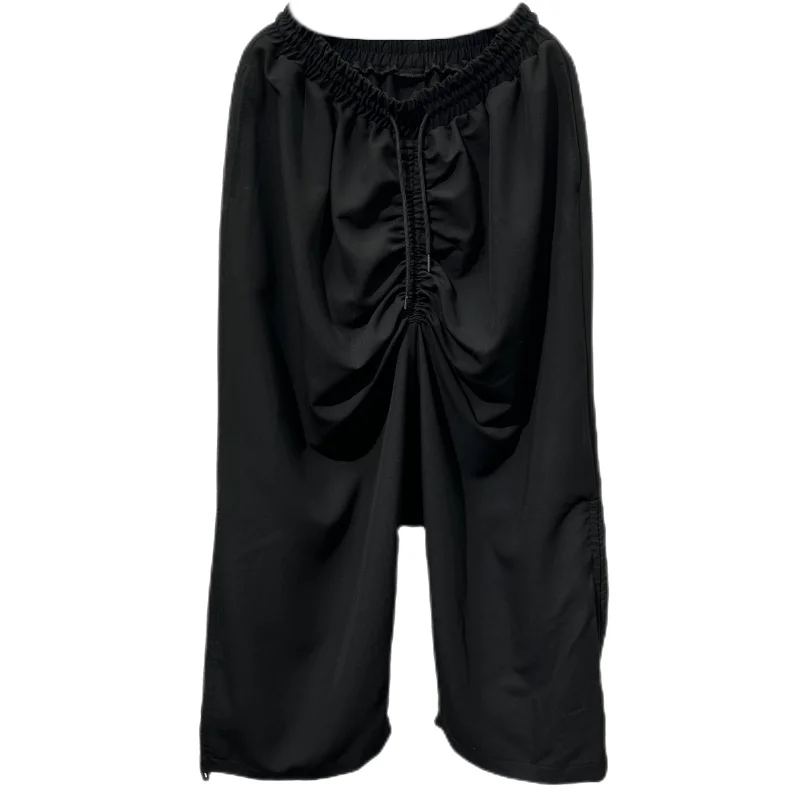 Pantaloni corti stropicciati vintage dal design in stile giapponese Parrucchiere Popolare per il tempo libero Allentato Harlan a gamba dritta per uomini e donne