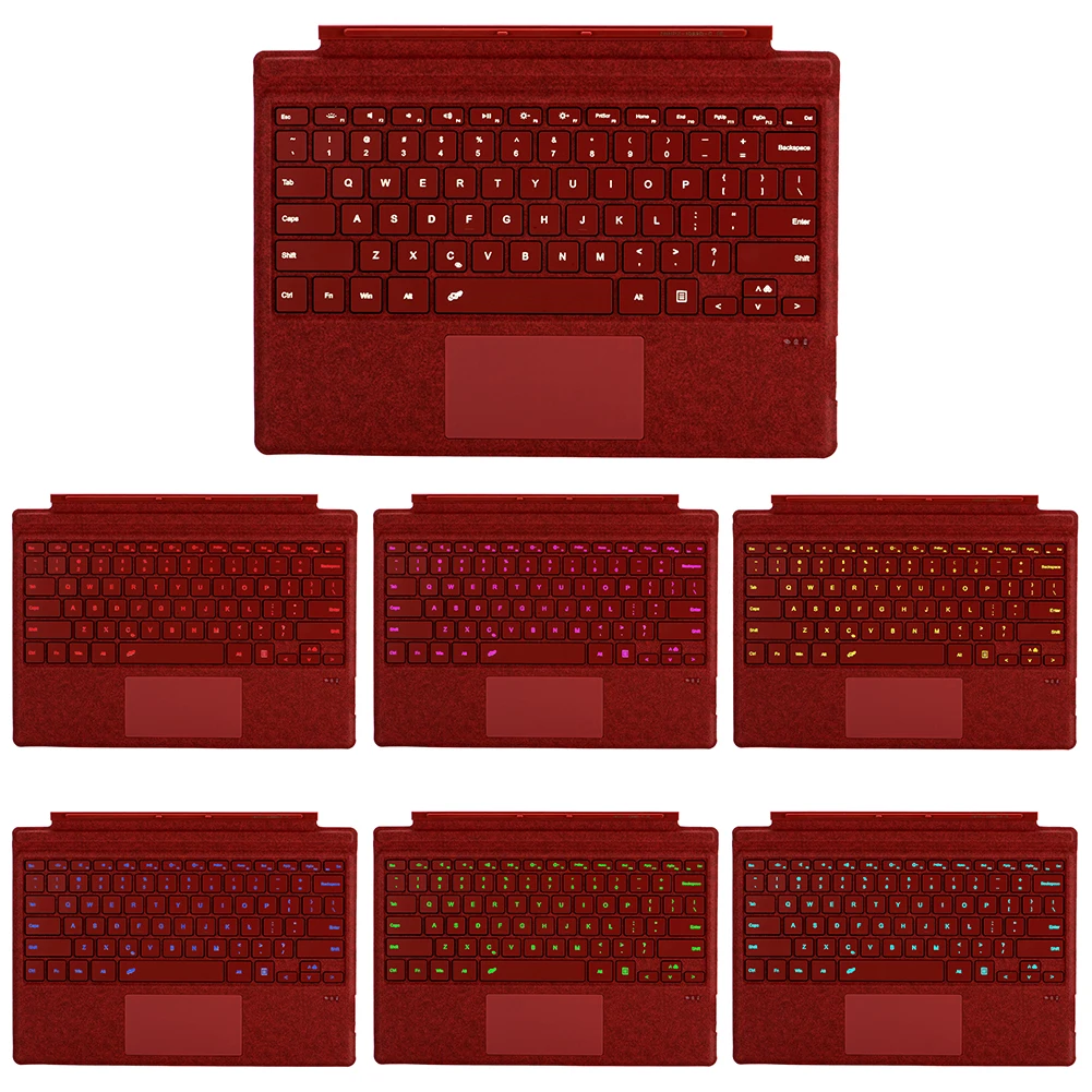 Type Cover Keyboard 7 Colors Backlight BT Trackpad Keyboard with Trackpad Wireless Keypad for Microsoft Surface Pro 3/4/5/6/7/7+