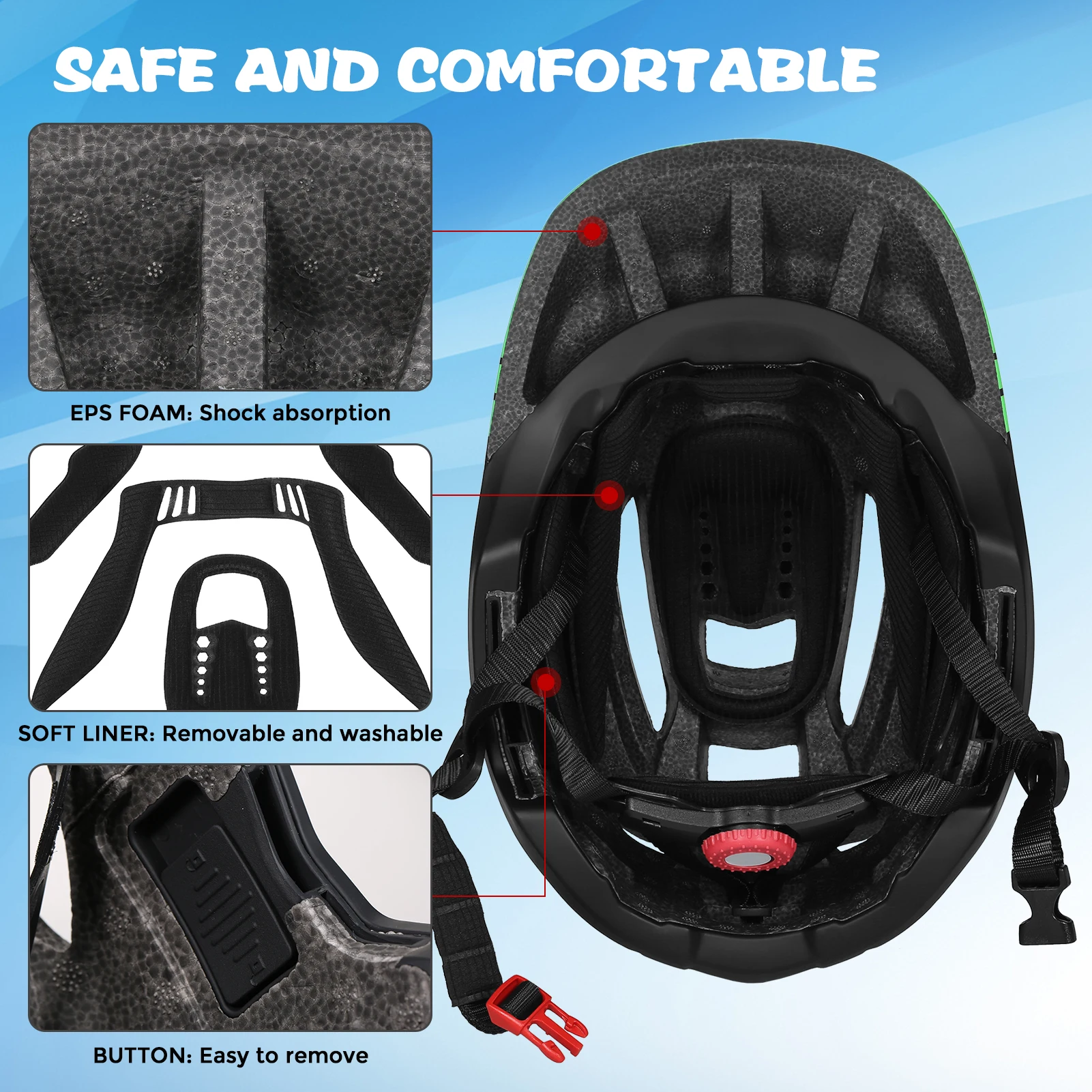 Kids Detachable Full Face Helmet Sports Safety Bike Helmet Protective Gear for Cycling Skateboarding Roller Skating Scooter