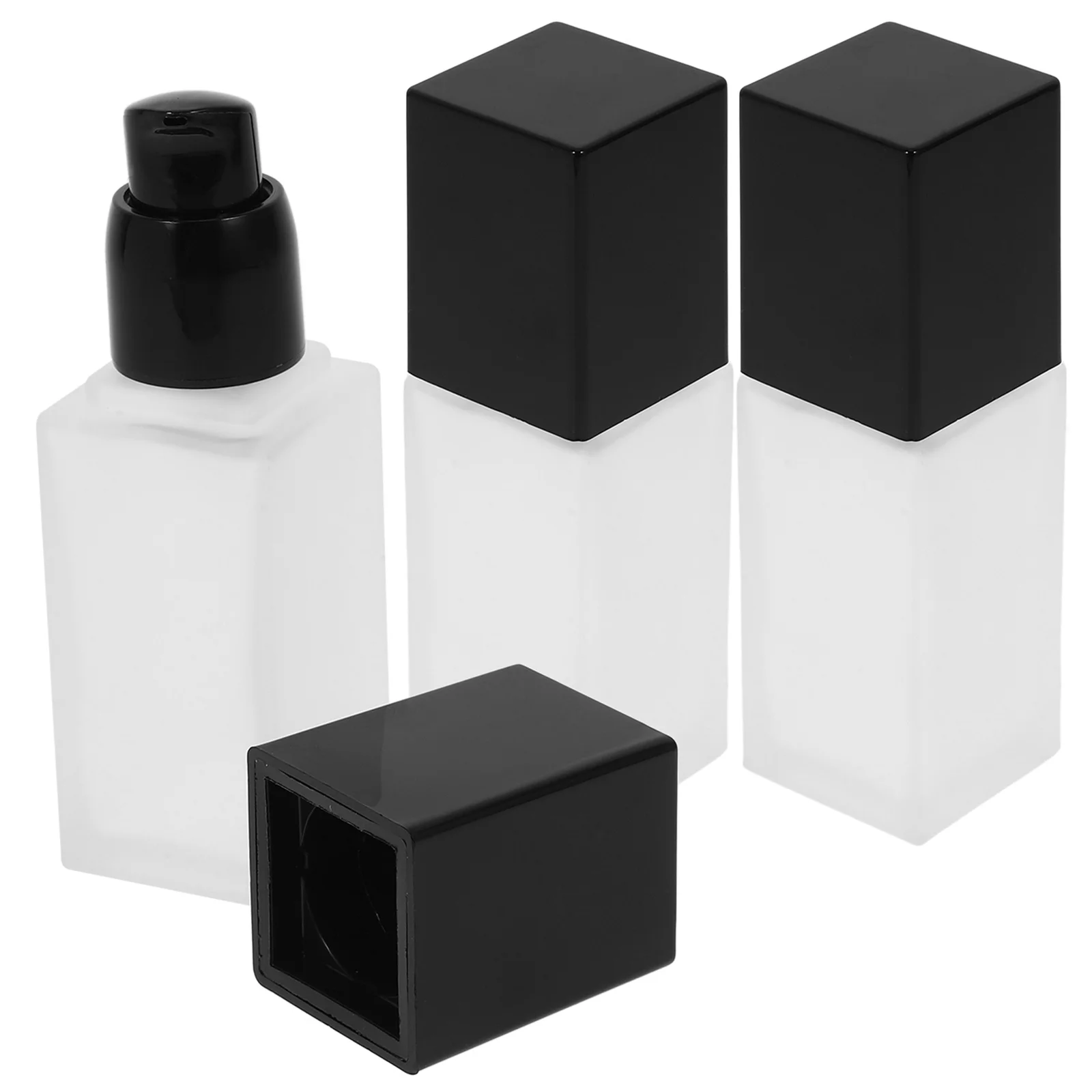 

WOONEKY 3pcs Empty Frosted Glass Foundation Bottles Press Type Squeeze Containers for Liquid Lotion Storage