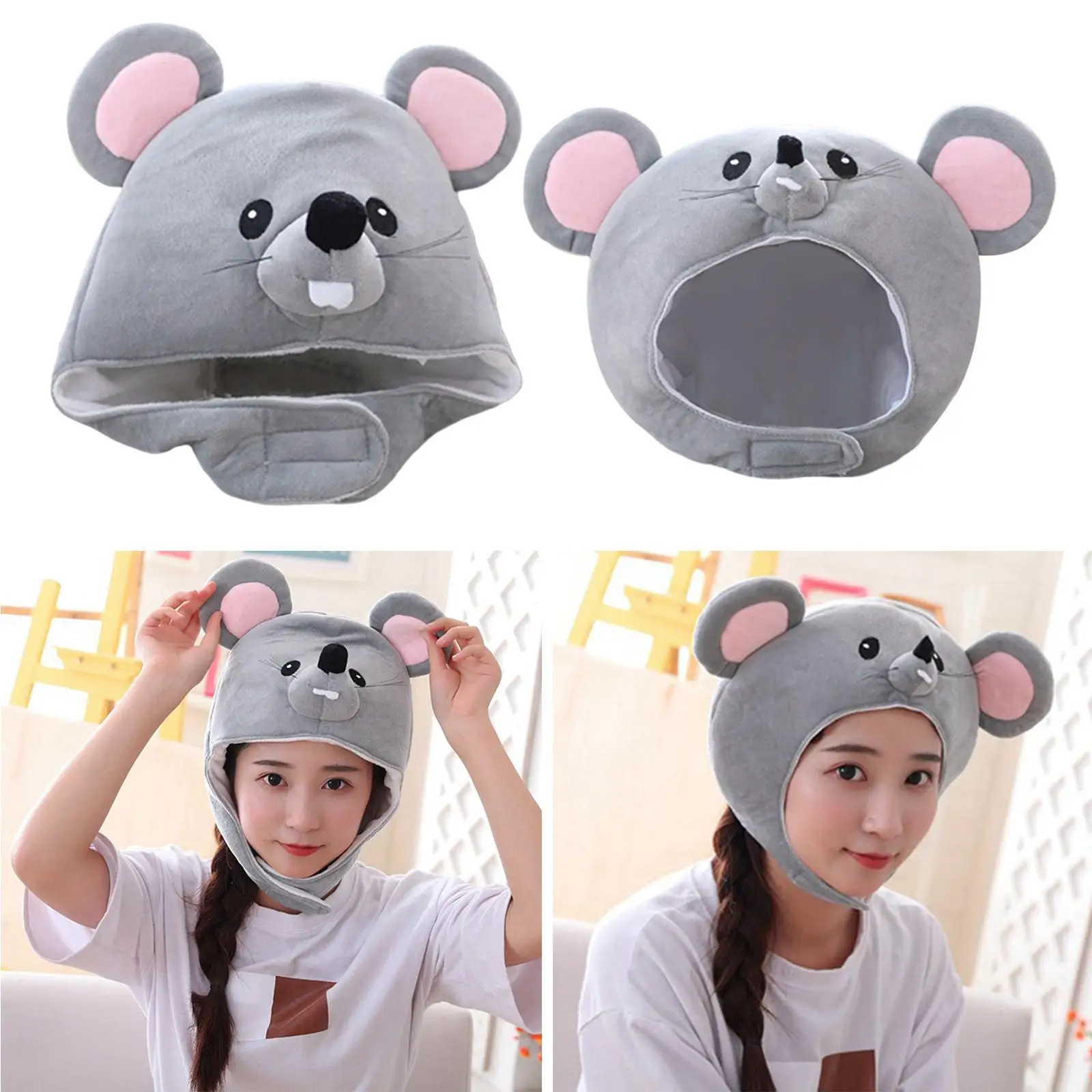Gray Mouse Headgear Adults Gift Headband Photography Props Animal Soft for Cosplay Christmas Accessories