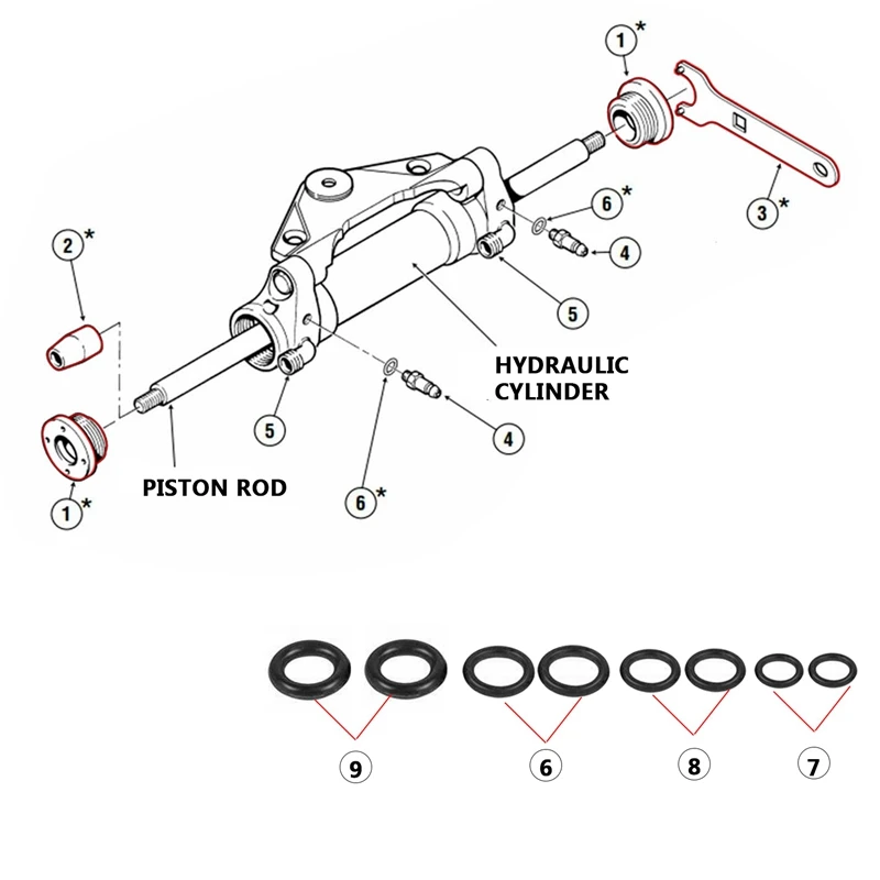 2X Automobile Front Hydraulic Steering Seal Rebuild Kit, HS5157, With Wrench