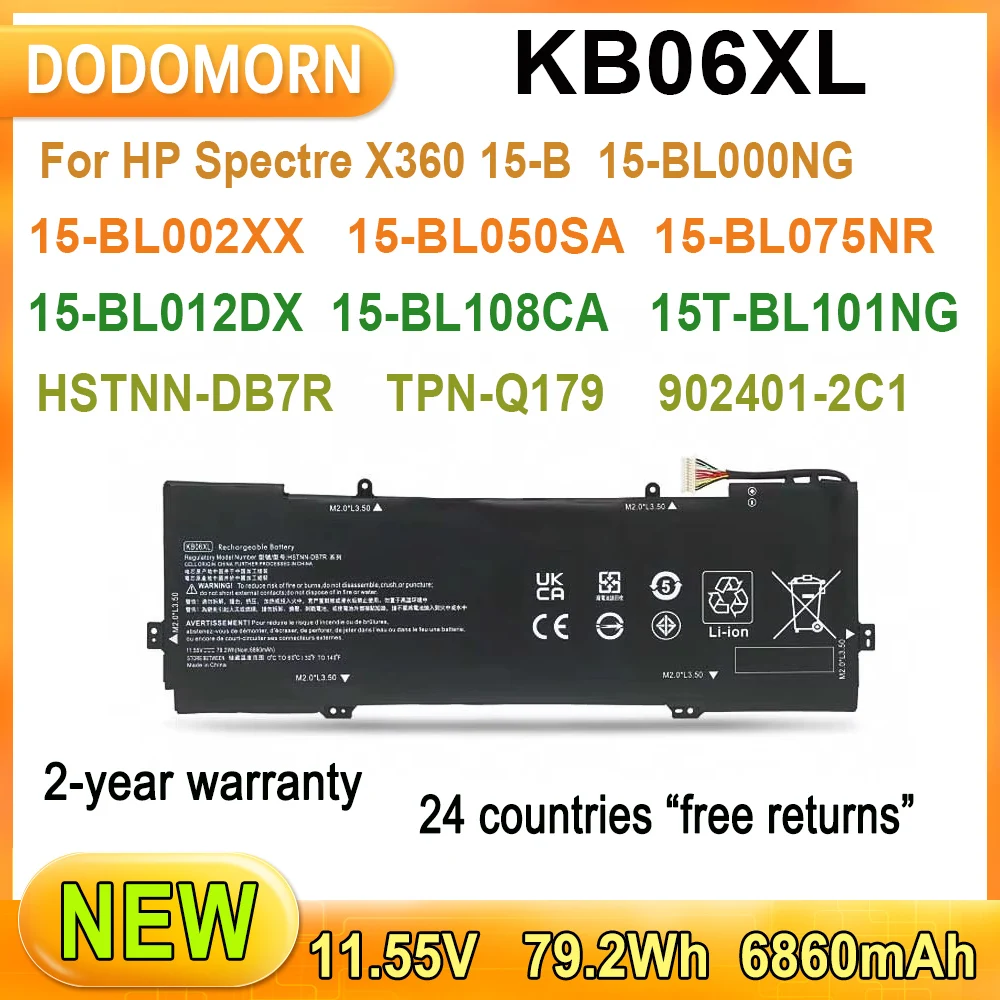 New KB06XL Laptop Battery For HP Spectre X360 15-B 15-BL000NG 15-BL002XX 15-BL050SA 15-BL075NR 15-BL012DX 15-BL108CA 15T-BL101NG