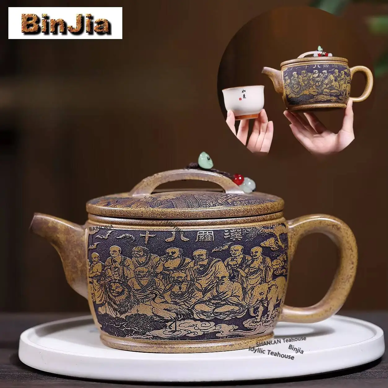 640ml Classic Yixing Purple Clay Teapots Handmade Large Caliber Pot Raw Ore The Keel Gold Sand Mud Kettle Chinese Zisha Tea Set