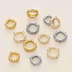 2Pcs/Lot 14/18K Gold Color Plated Square Shape Frame Spacer Beads for DIY Bracelet Earrings Jewelry Making Accessories