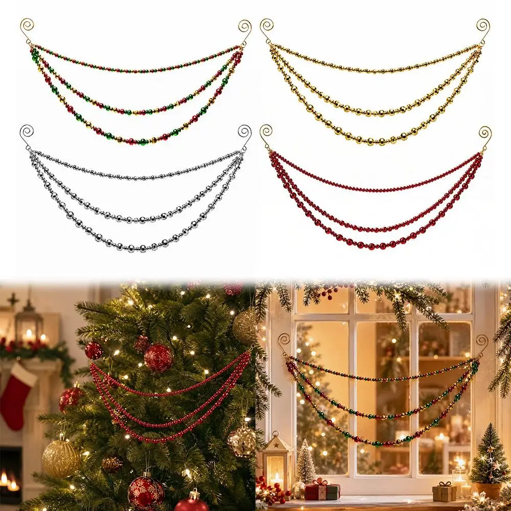 Multi Layer Christmas Beaded Hanging Shiny Finish Christmas Tree Decor Bead Chain Ornament Draped Structure