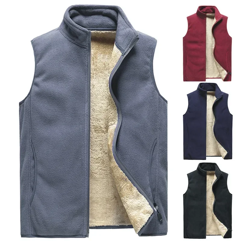 

Mens Autumn Winter Thermal Vest Warm Fluffy Outerweat Boys Cotton-Padded Sleeveless Jacket Oversize Male Zip Up Vest 6xl 7xl 8xl