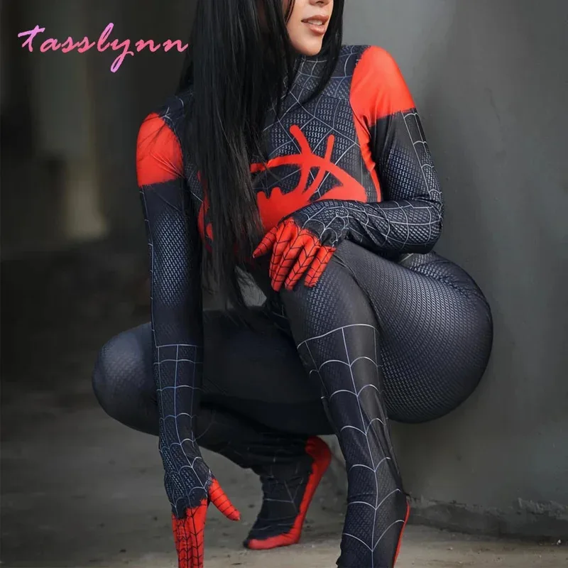 Cosplay Anime Adult  Miles Morales Costumes Geek Girls Cosplay hero Zentai Suit Halloween Costumes Party Dress Up Fancy Ani 72th