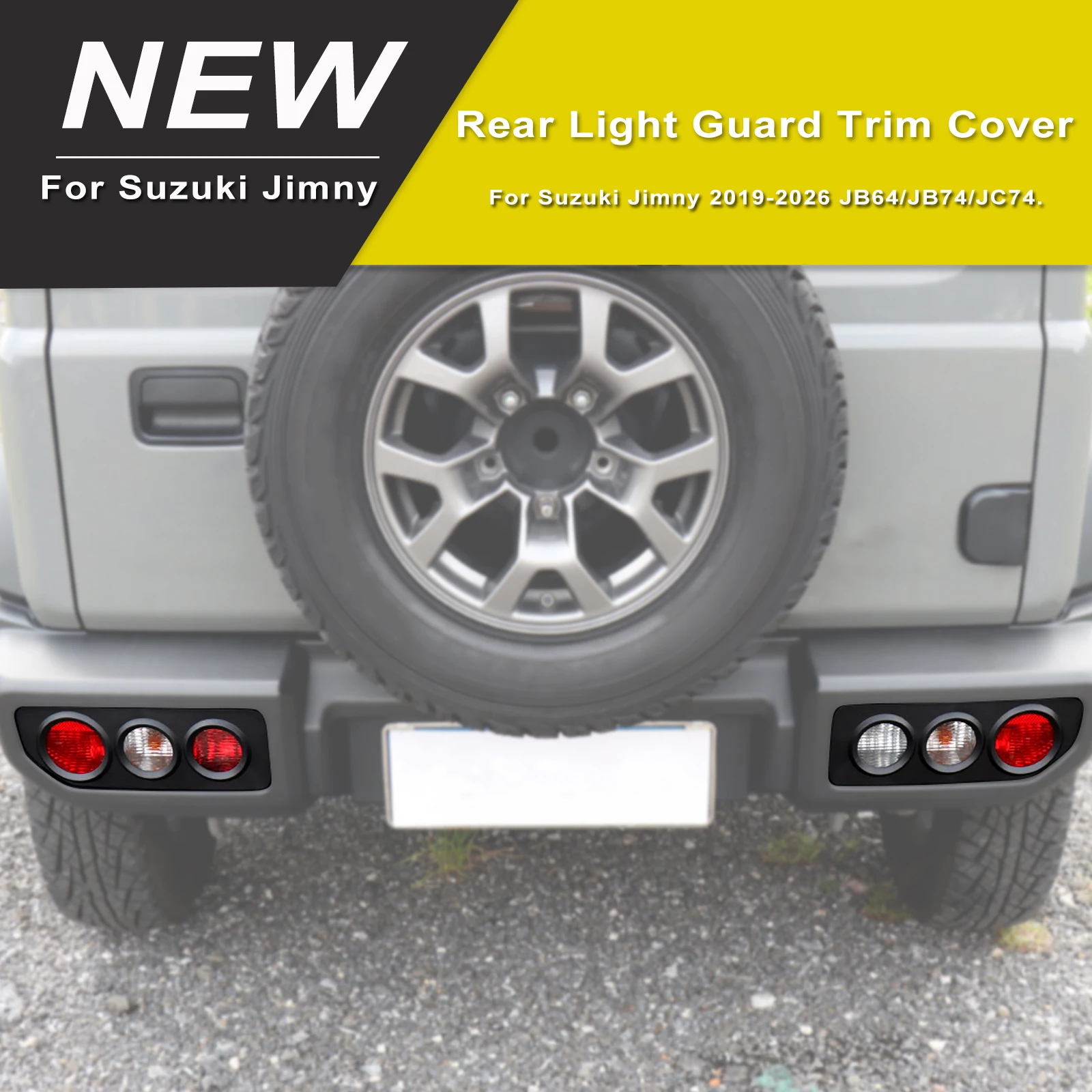 Rücklichtschutz-Abdeckung für Suzuki Jimny 2019-2026 JB64 JB74 Rücklichtschutz Schwarz Auto-Lampen-Tuning-Zubehör ABS – Detail 1