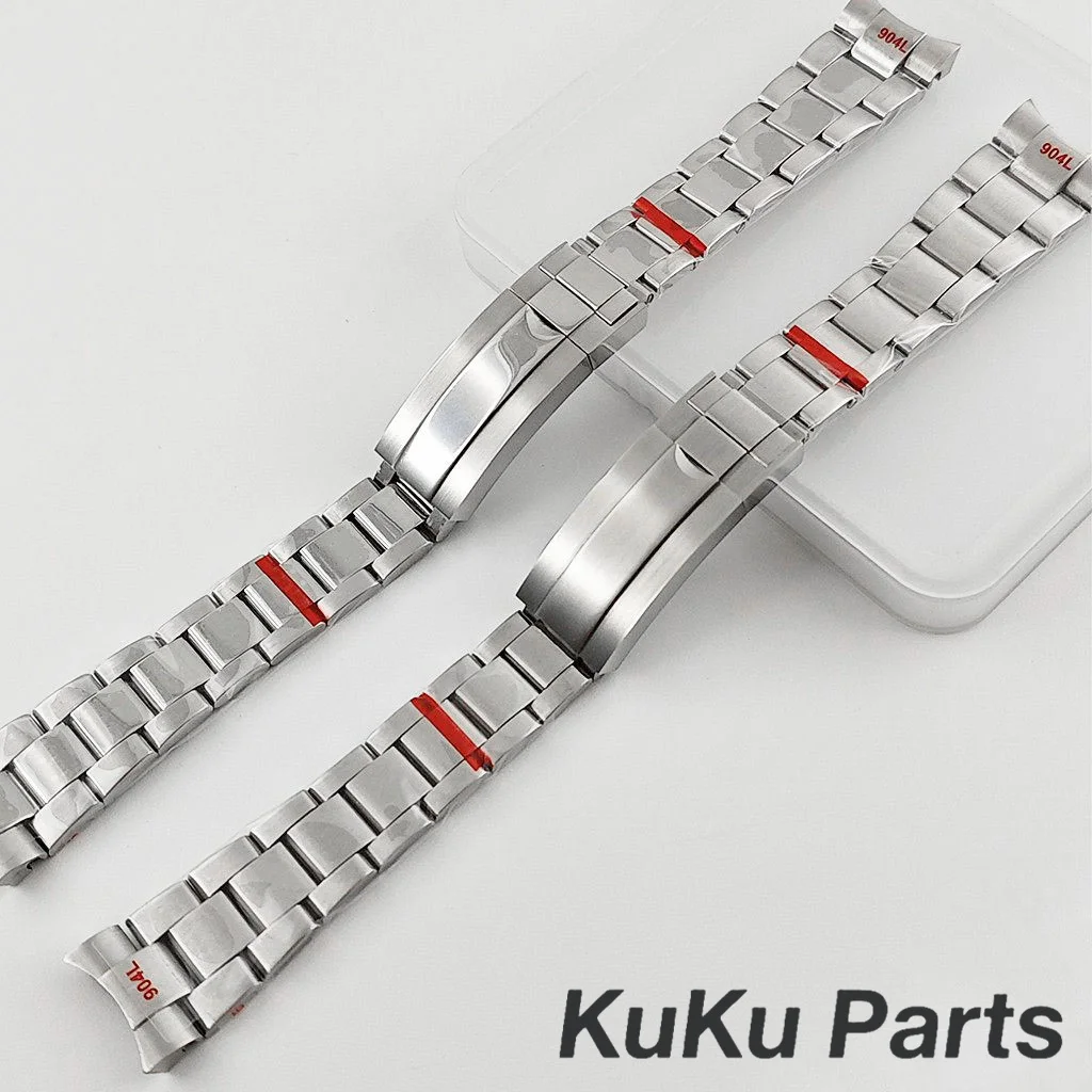 20MM幅ソリッドブレスレット904Lステンレスブラッシュドポリッシュオイスターブレスレットグライドロッククラスプリストバンド（NH35/NH36サブマリーナー風腕時計用）
