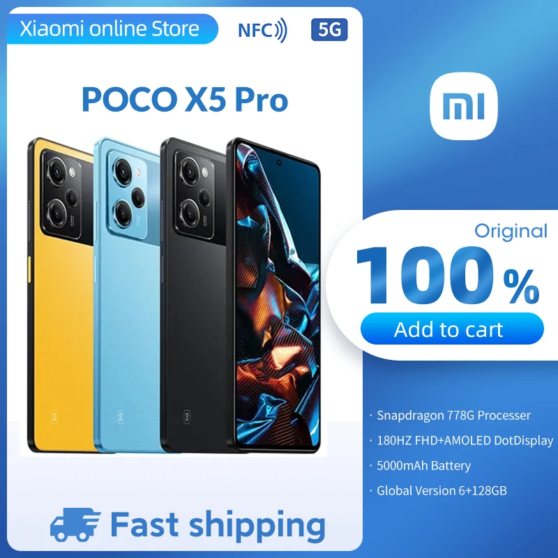 Poco-スマートフォンx5Pro,5g,128GB/256GB,108MP,NFC,スマートフォン,snapdragon 778g,120hz