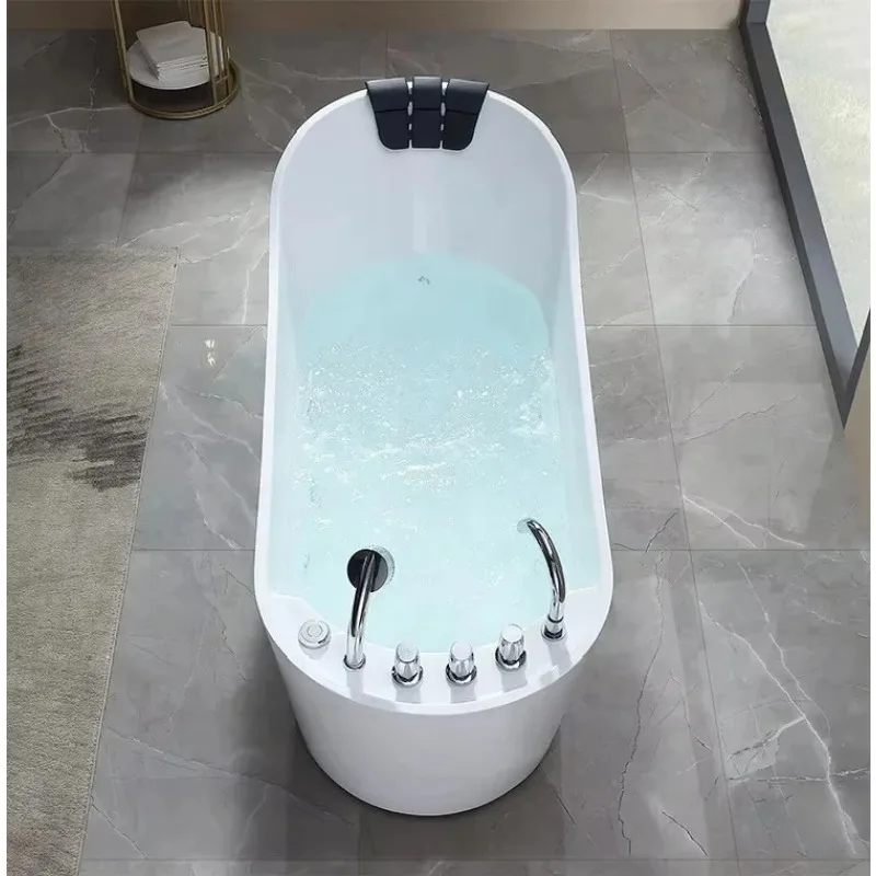 

Современная гидромассажная ванна для ванной комнаты, отдельно стоящая акриловая спа-массажная ванна с смесителем для душа, белая