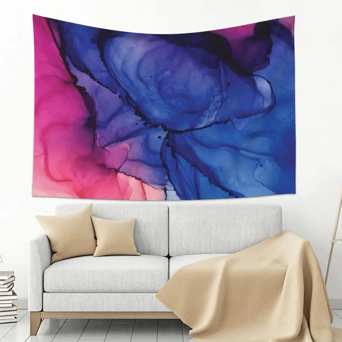 

Pondering- Blush and Blue- Alcohol ink painting Tapestry