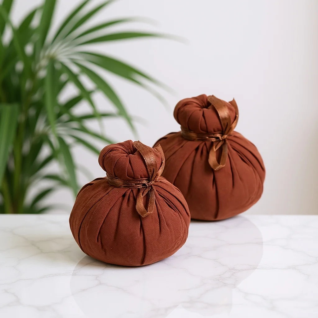 

2Pcs Portable Massage Balls Herbal Compress for Relaxation Warming Therapy Chinese Spa Body Pain Relief Hot Herbal Pouch