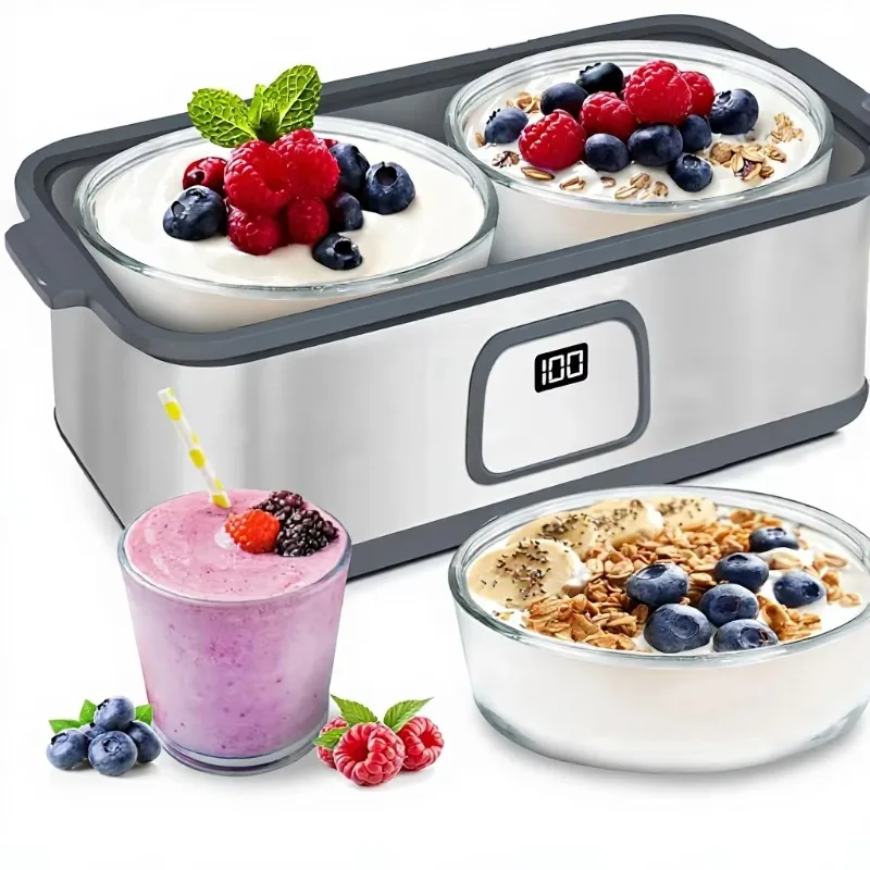 Large-capacity electric automatic stainless steel 8-cup yogurt machine with LCD display