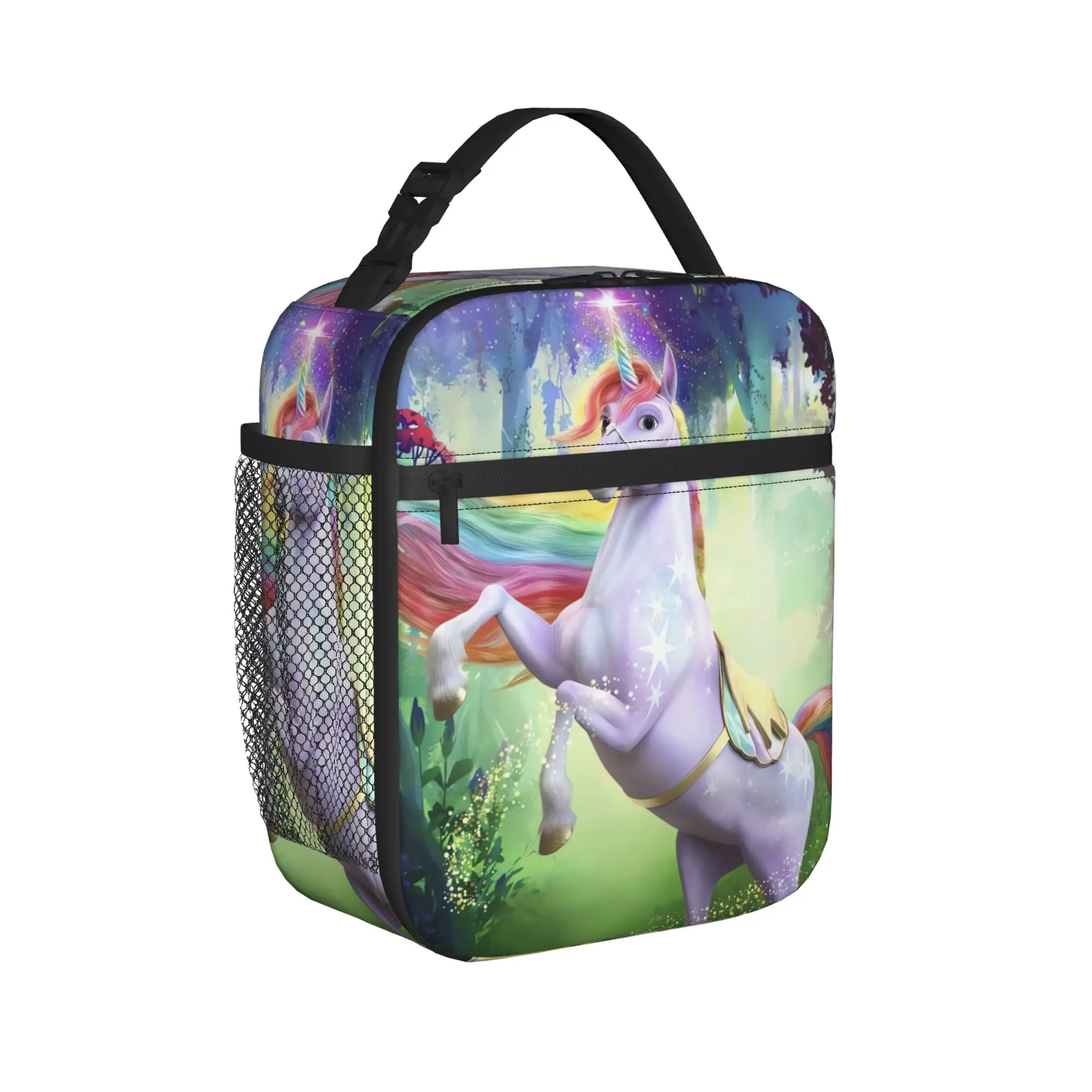 Unicorn Academy Lunch Bag  Casual Lunch Box Travel Portable Tote Food Bags For Women Oxford Print Cooler Bag
