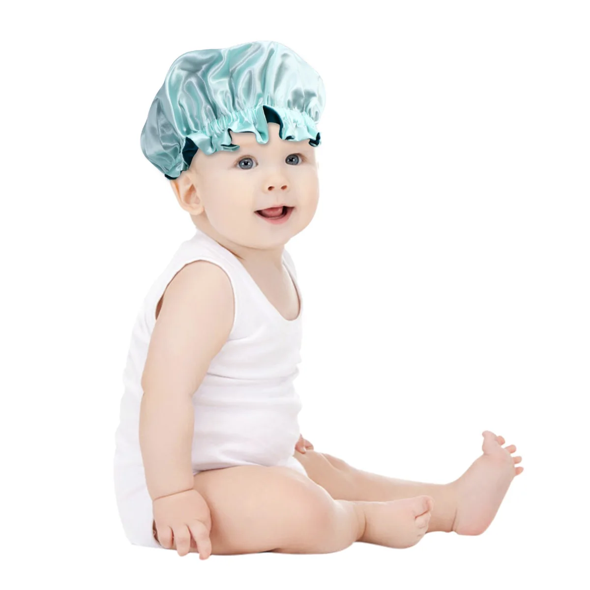 

Children's Round Hat Has Bathing Cap Sleepig for Kids Double Layer Elastic Satin