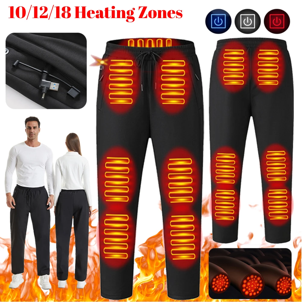 10/12/18 Heating Zones Electric Heated Pants Women Men Winter Intelligent Heating Trouser Outdoor Thermal Pants Skiing Hunting