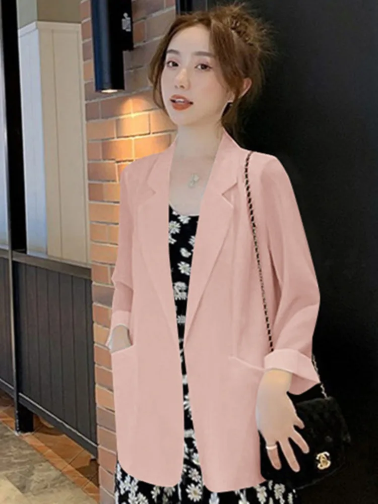 Women Solid Thin All-match Casual Preppy Style Long Sleeve Temperament Fashion Simple Solid Work Chic Vintage Blazers New