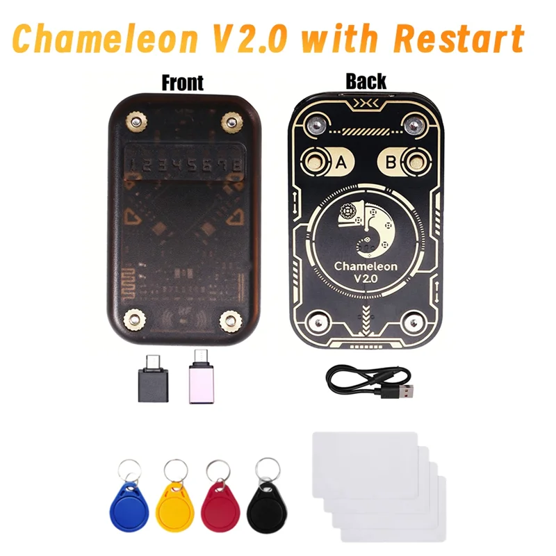 A73E-Chameleon V2.0 RFID Smart Chip Reader Emulatore Duplicatore NFC + Portachiavi 4XUID/Scheda CUID 125K 13,56M Decodifica
