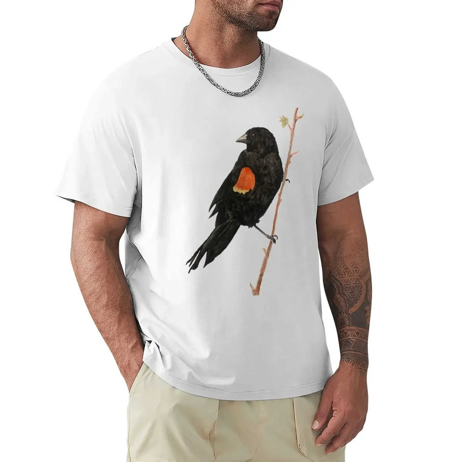 Red-winged Blackbird T-shirt quick drying anime mens graphic t-shirts pack