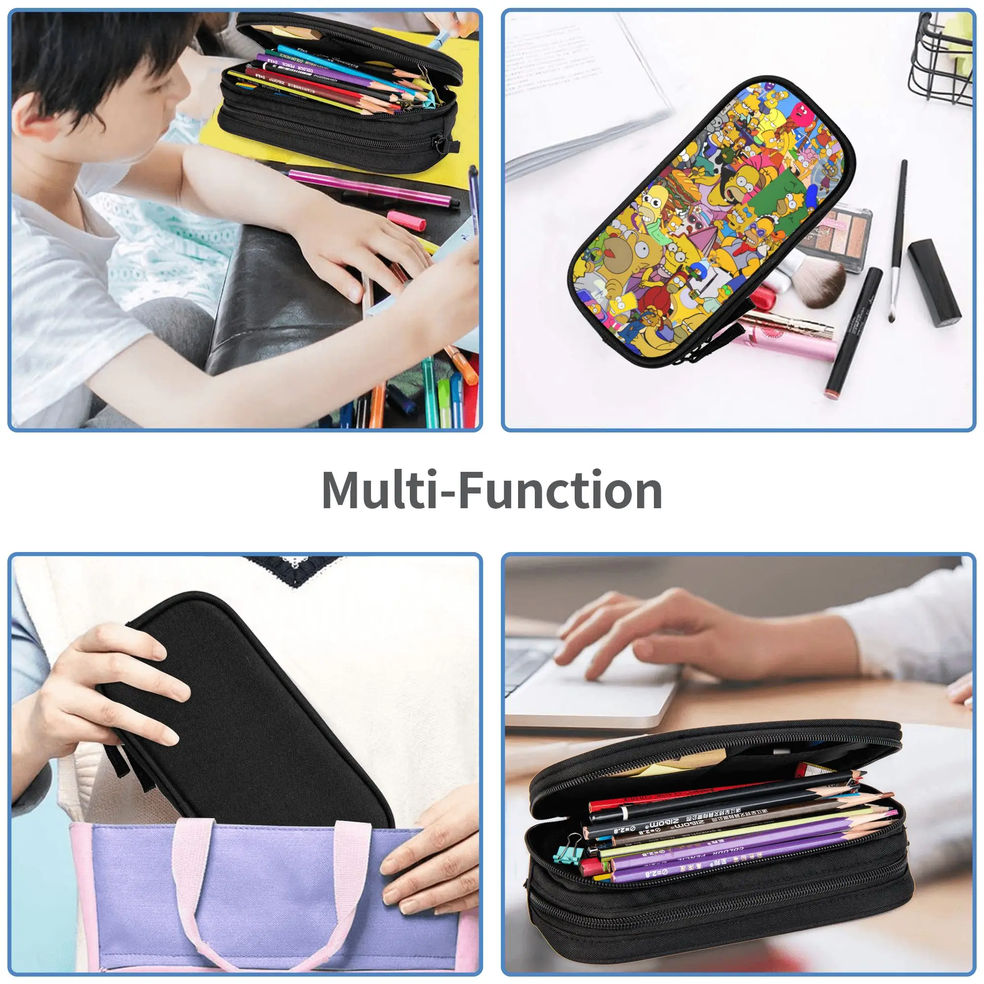 Retro-Federmäppchen mit lustigen S-Simpsons-Cartoon-Charakteren, Gruppen-Federtasche, Federmäppchen für die Schule, Federmäppchen für Mädchen, Reißverschluss-Design, Schulbedarf – Detail 8