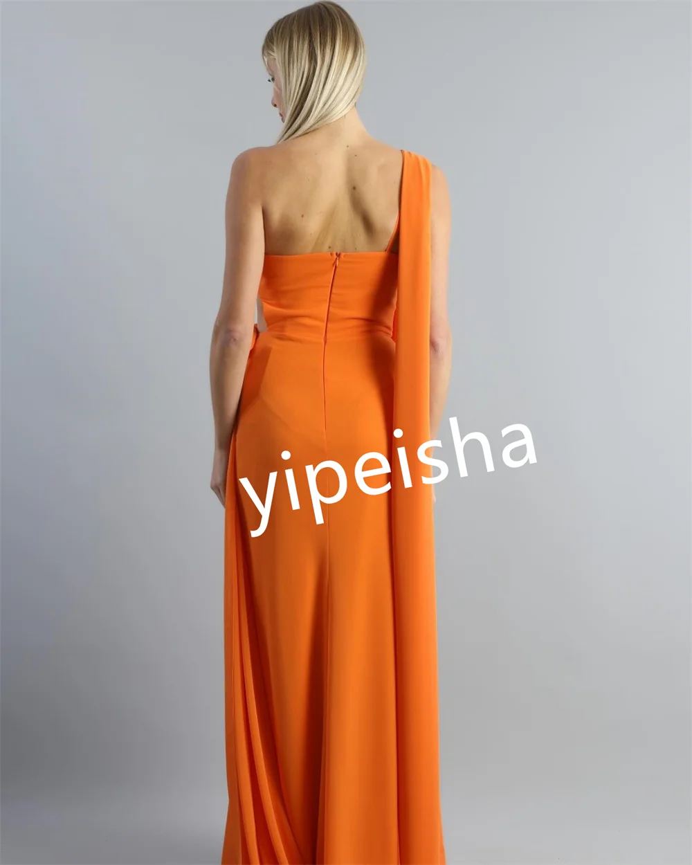 Customized High Quality Chiffon Handmade Flower Pleat A-line One-shoulder Long Dresses Prom  Elegant Modern Style Sparkle Matchi image 3