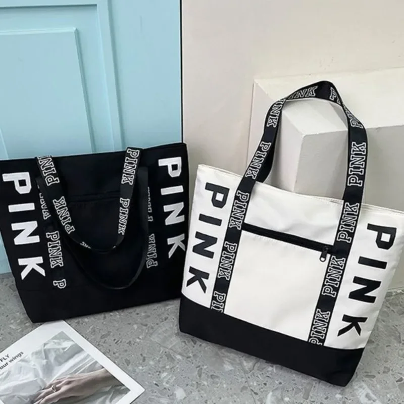 PINK Casual Tote Women Black Yellow White Green Handbags Big Nylon Bucket Luxury Brand Desinger Fashion Shopping Shoulder Bag