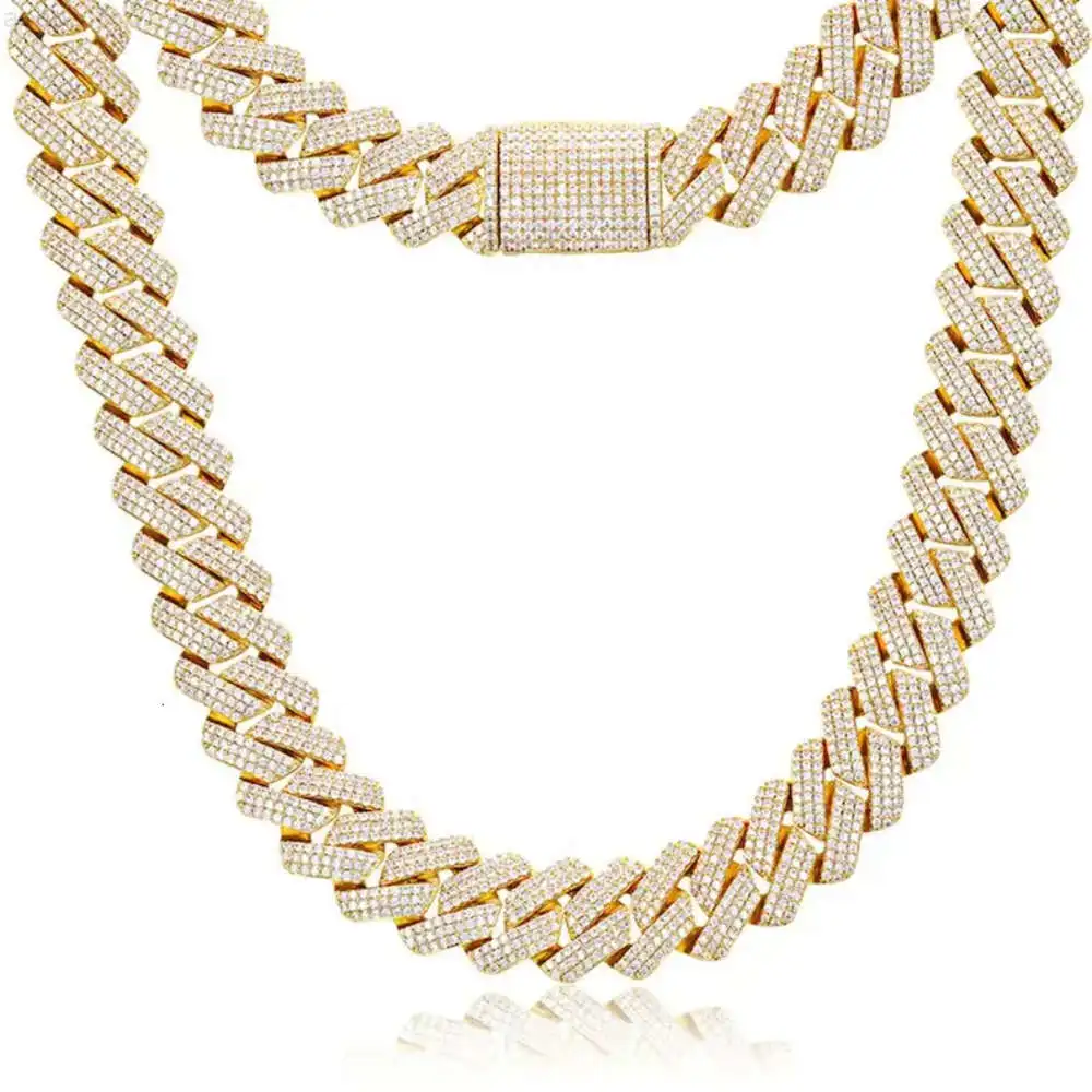 

20mm Custom Iced Out 925 Silver Gold Plated Moissanite Diamond Vvs Moissanite Chain