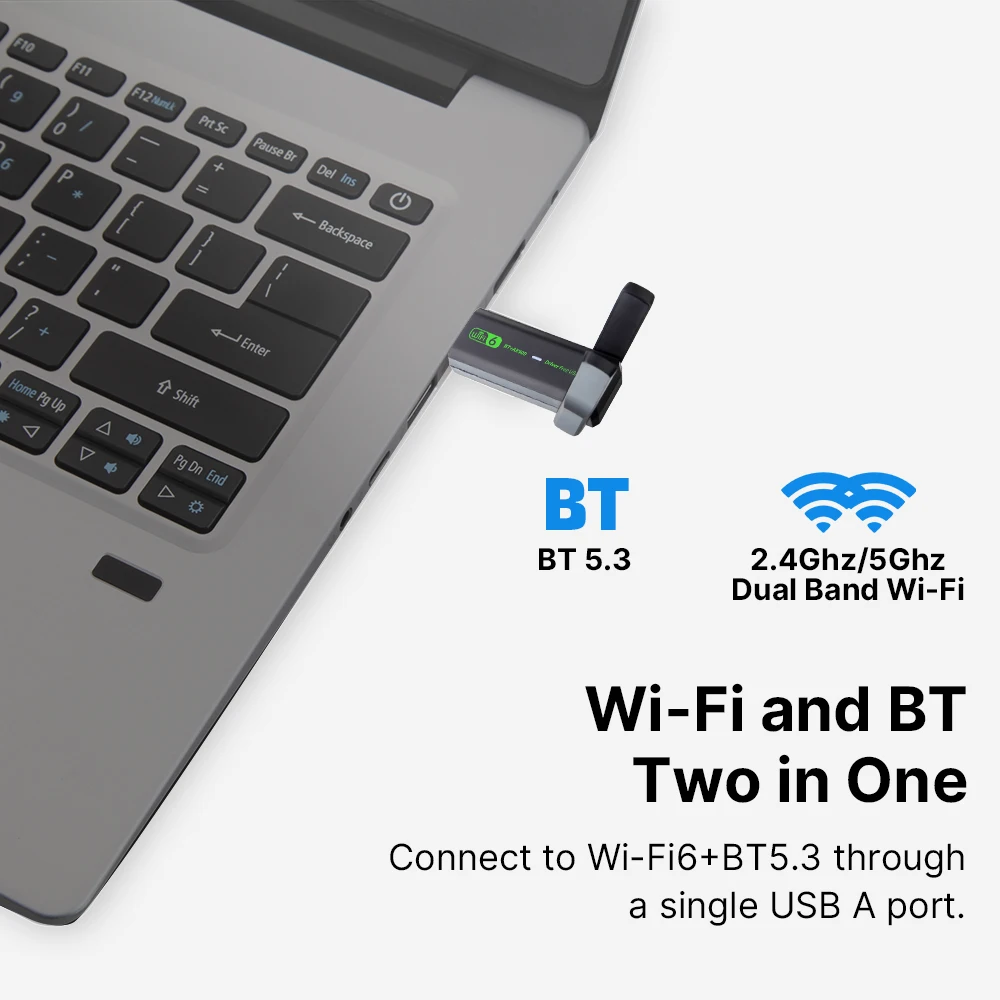 AX900 USB WiFi 6 Bluetooth 5.3 Adaptador Dual Band 2.4G/5GHz Antenas de placa de rede Wlan sem fio Driver-Free para Windows 10/11