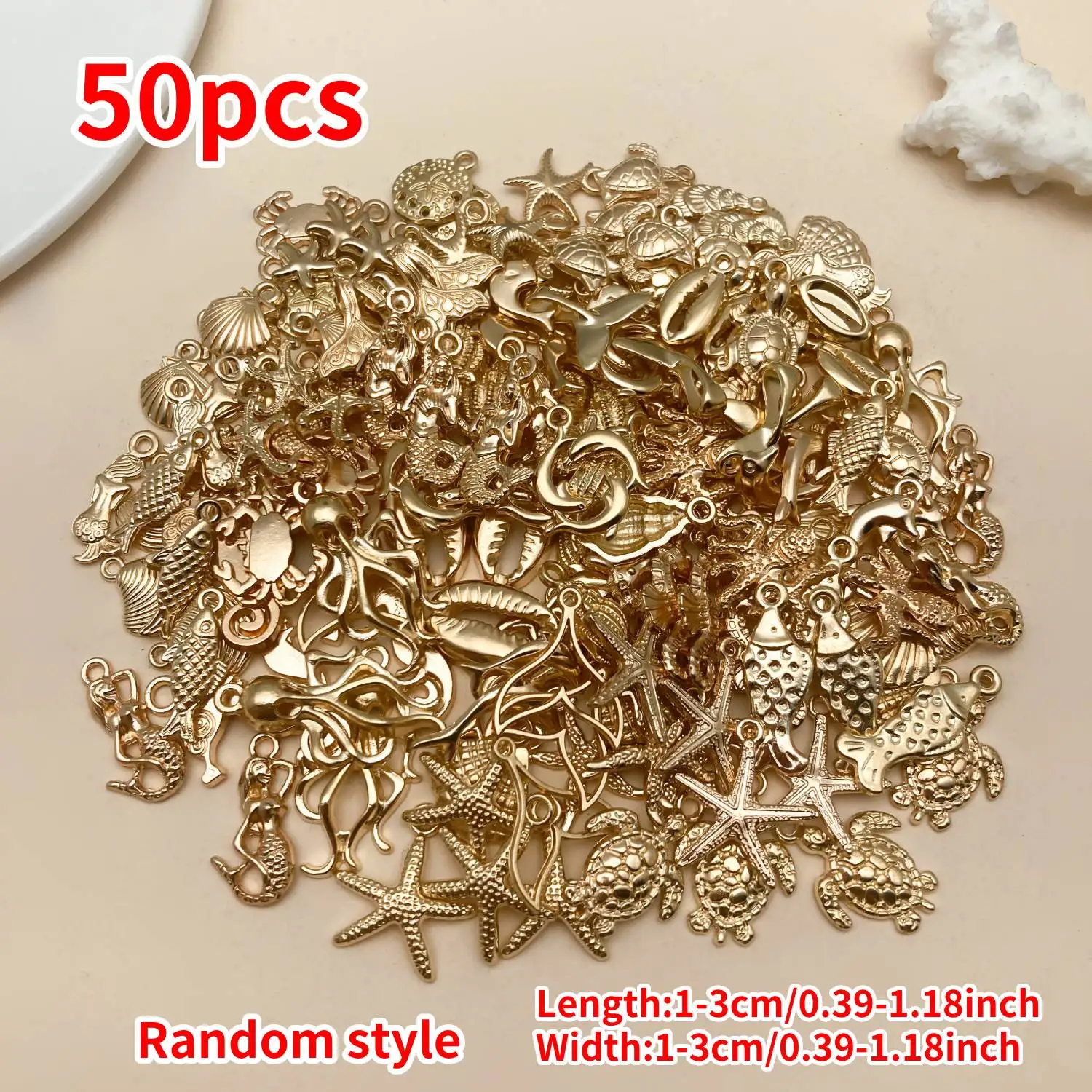 Mixed Alloy Ocean Shells and Stars Charms for DIY