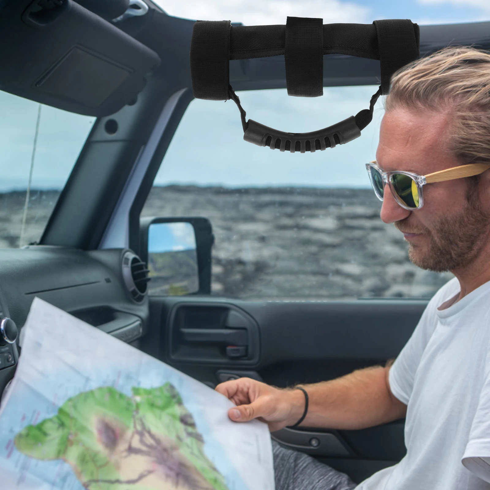 

Roof Grab Red Polyester Tape Assist Handle for Car Interior Easy Installation Durable Multi Functional Design Car Supply