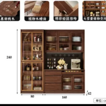 رف جانبي قابل للتخصيص، شاشة عرض متعددة الوظائف، تخزين متكامل ضد خزانة النبيذ في غرفة المعيشة، خزانة الشاي