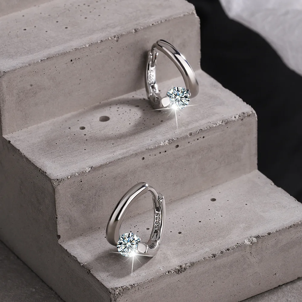 925 Silver Gold Crystal Stud Earrings for Women
