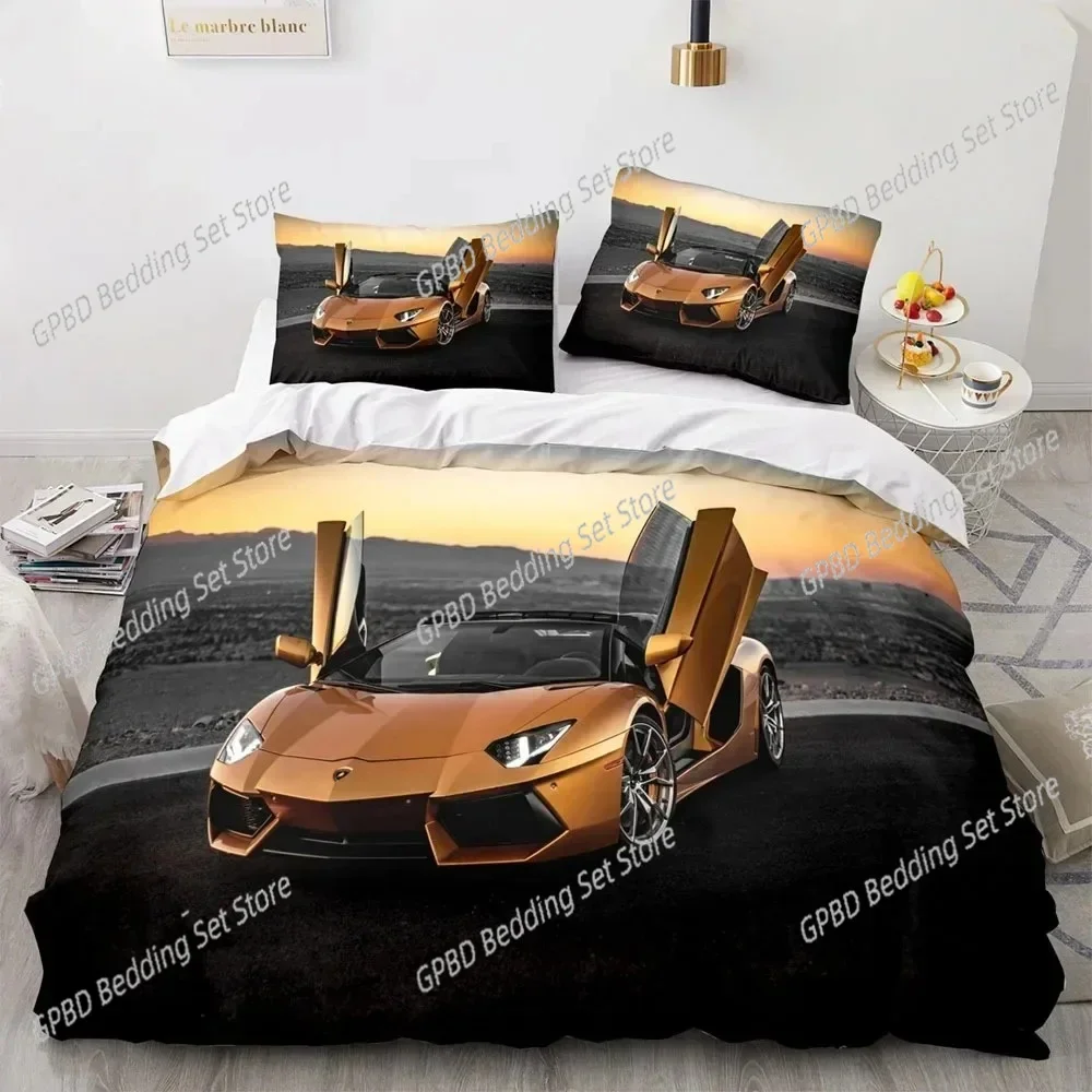 Sports Car King Queen Supercar Race Car Bedding Set Boys Girls Twin Queen Size Duvet Cover Pillowcase Bed Kids Adult