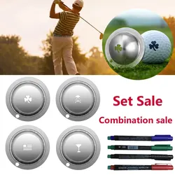 Stainless Steel Golf Ball Line Marker Stencil Cute Pattern Alphabet Marker Pen Outdoor Golf Putting Positioning Aids Accessories