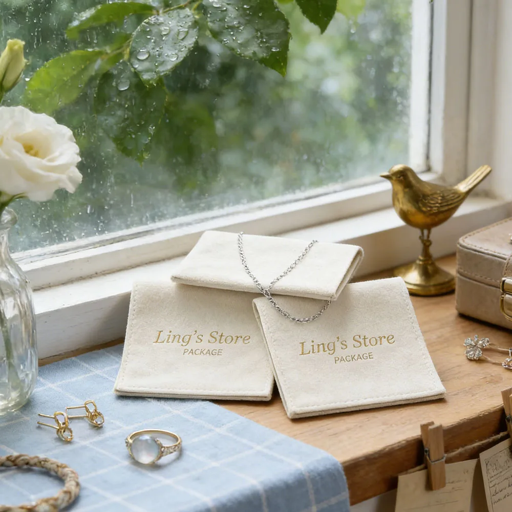 

100Pcs Personalized Jewelery Gift Bag Microfiber Jewellry Pouch Envelope Gift Packaging Organizer Box for Ring Earrings Necklace