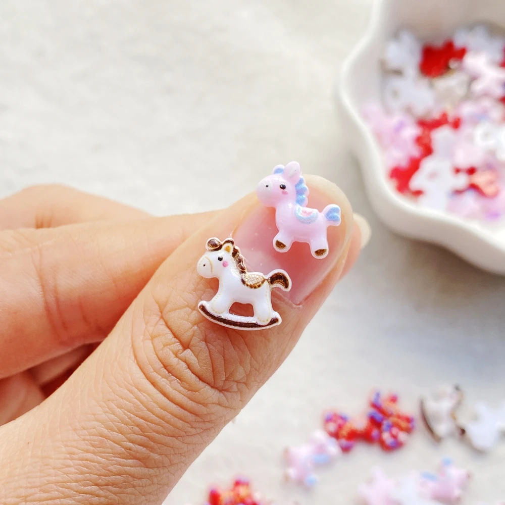 50 قطعة لطيف صغير الكرتون يونيكورن الحصان مسمار الفن السحر الإبداعية الملونة الراتنج مسمار الزينة DIY بها بنفسك دبوس الشعر الأظافر الحرف #4