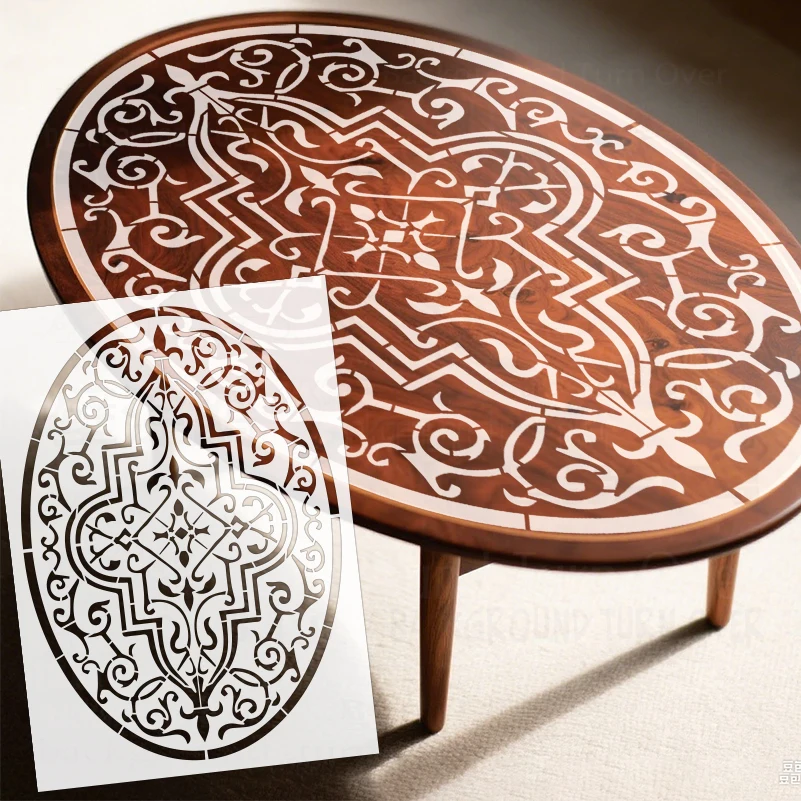 68cm - 123cm Stencil For Painting Wall Plaster Customize Custom Putty Decorative Template Rollers Oval Vintage Retro S631