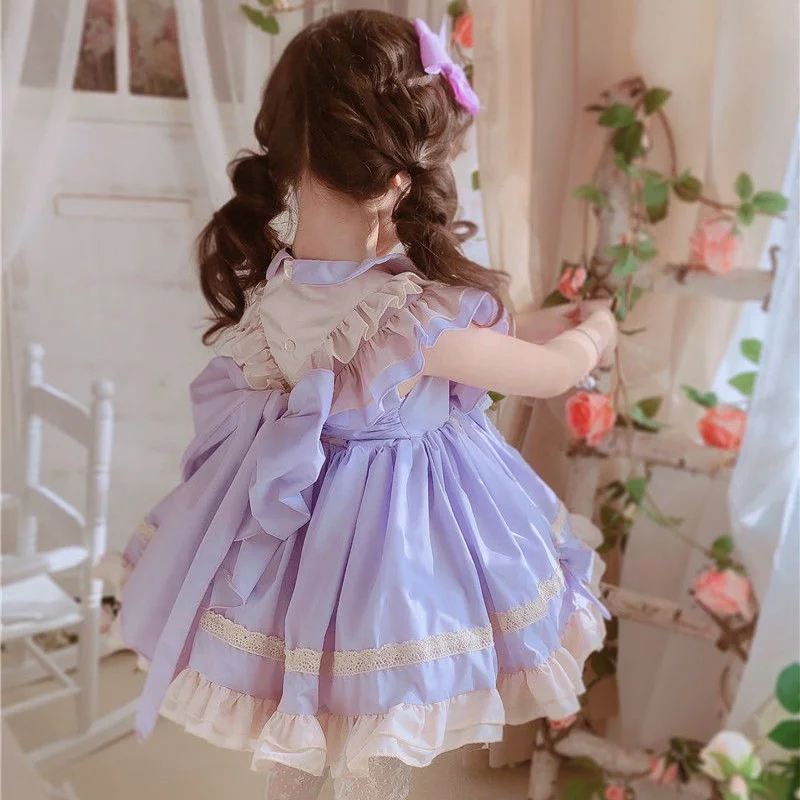 Girls Lolita Children\'s Tutu Dress Sleeveless Purple Princess Dress Festive Birthday Clothes Girls Party Elegant Summer Dresses