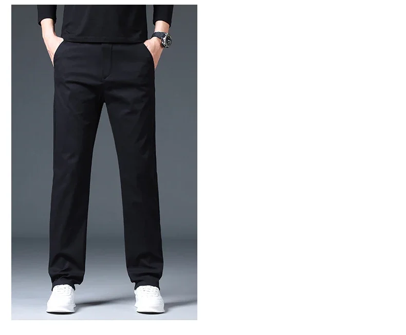 Winter Warme Fleece-Hosen für Herren, 98% Baumwolle, Business, Gerade Geschnittene Arbeitshose, Outdoor, Blau, Formelle Anzughose, Übergröße 40 – Detail 6