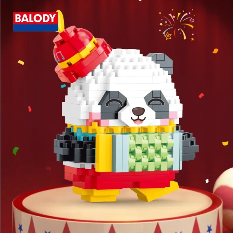 BALODY Kawaii Food Party Series Lotso 3D kartun sirkus Panda Puzzle blok bangunan pendidikan mainan koleksi hadiah ulang tahun