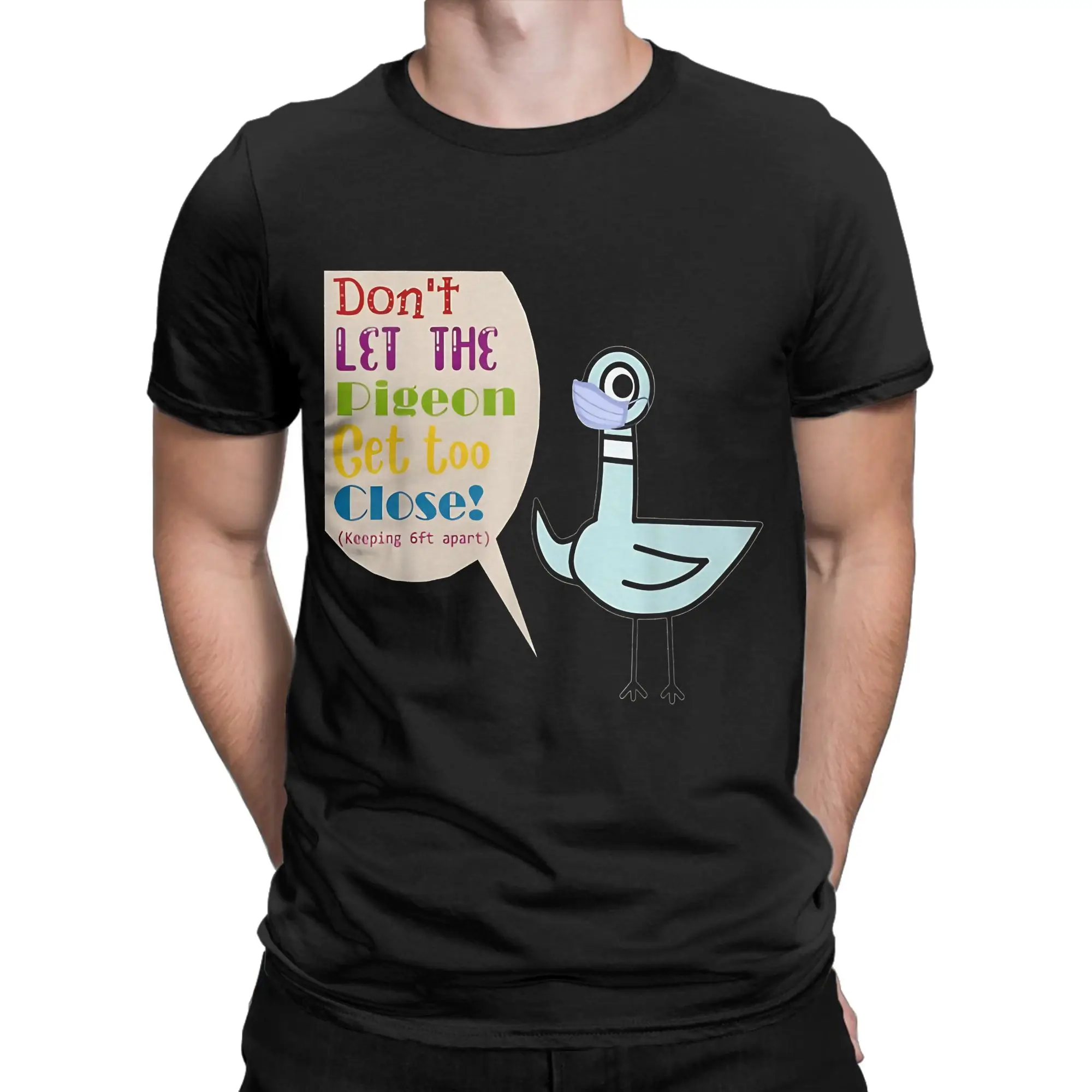 Dont Let The PPigeon Get Too Close Funny Graphic 100% Cotton T-Shirt Dont Let the PPigeon Drive the Bus Tees Tops For Men
