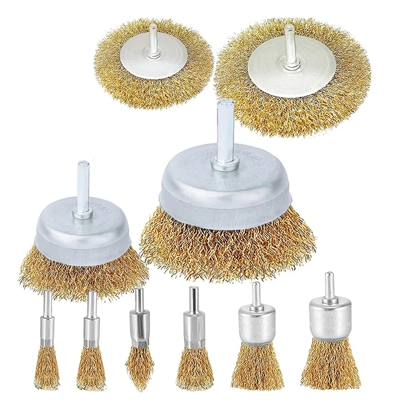 

HLZS-Wire Brush Wheel Set, 10-Pack For Drill Attachment Electric For Drills- Coarse Crimped Shank Design Cup Brushes Included