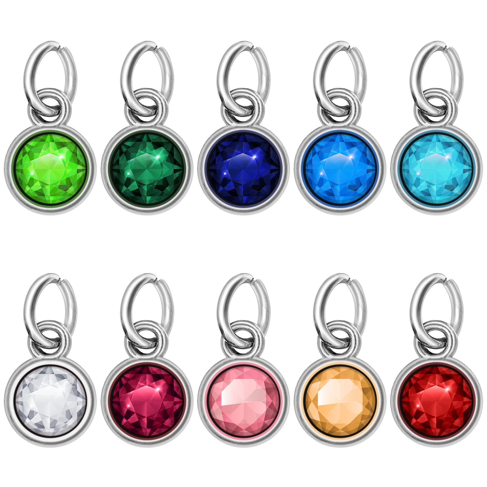 

Birthstone Charms Pendant DIY Necklace Pendants Stainless Steel Jewelry Child Round Shape Beautiful Color Long Lasting Premium